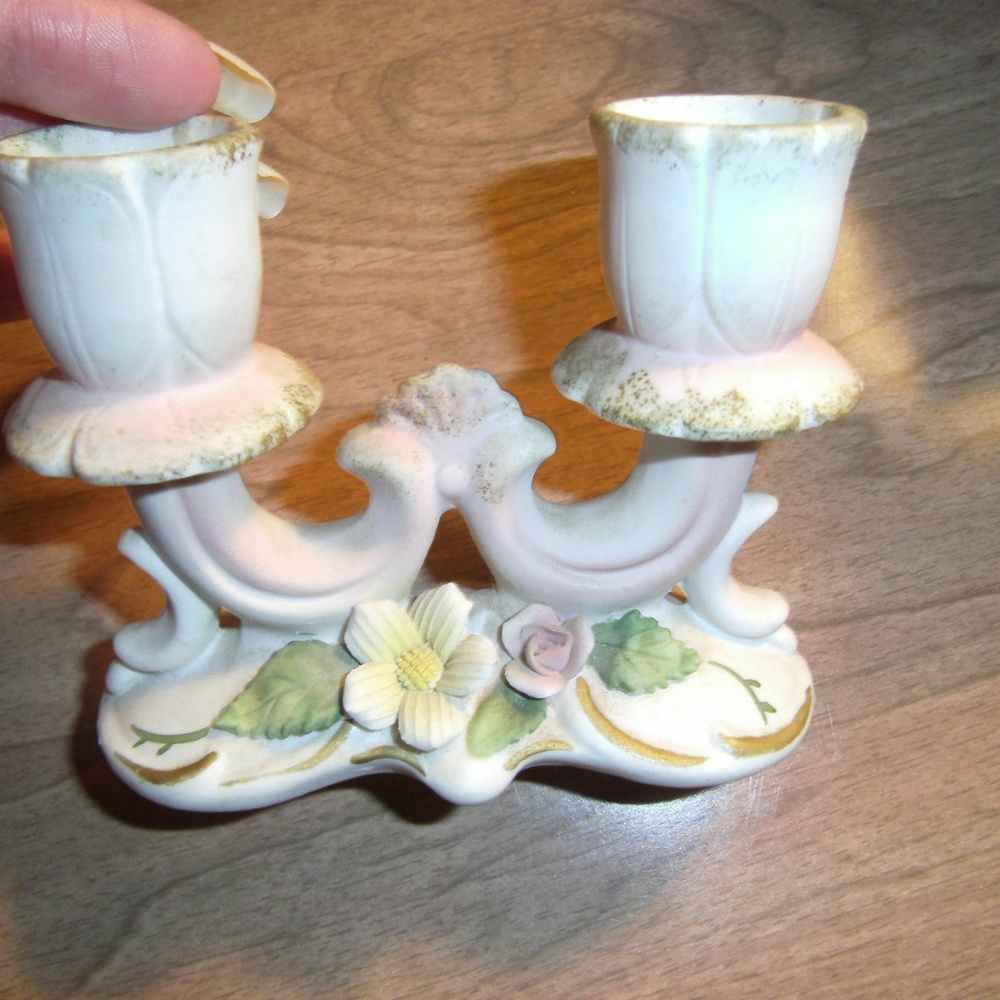 Porcelain Double CANDLESTICK Holder or Candelabra - Picture 4 of 8